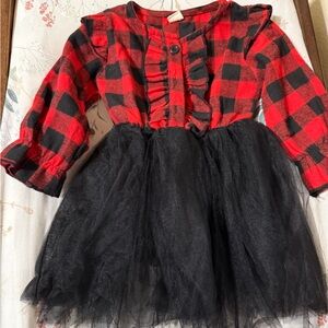 Plaid Red and Black Kids Costume Dress